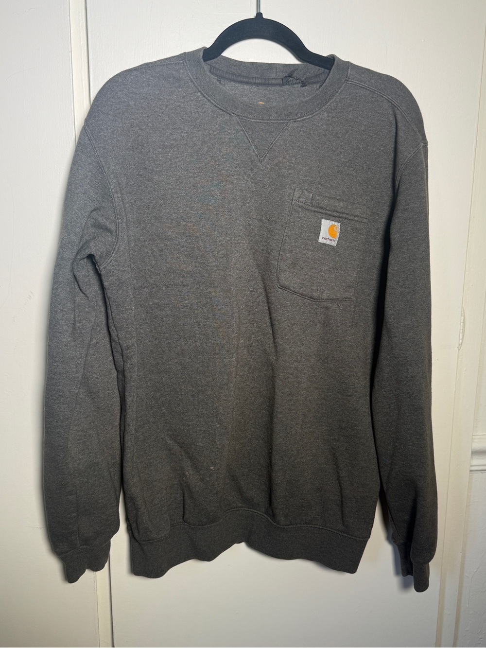 Carhartt Men's Dark Gray Crewneck Pocket Sweatshirt Small